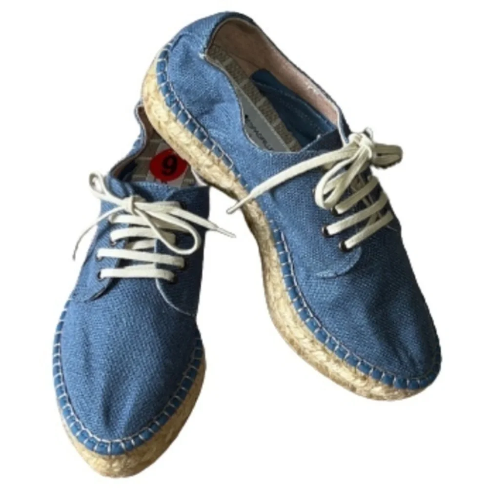 Gaimo blue canvas lace up espadrilles NWOT size 6